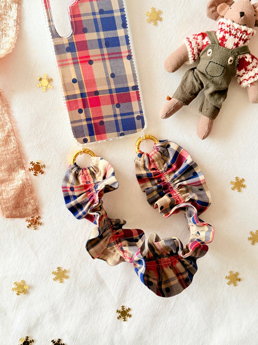 Conjunto Cuelga Movil Rizado Corto Tartan Lunares Marrón