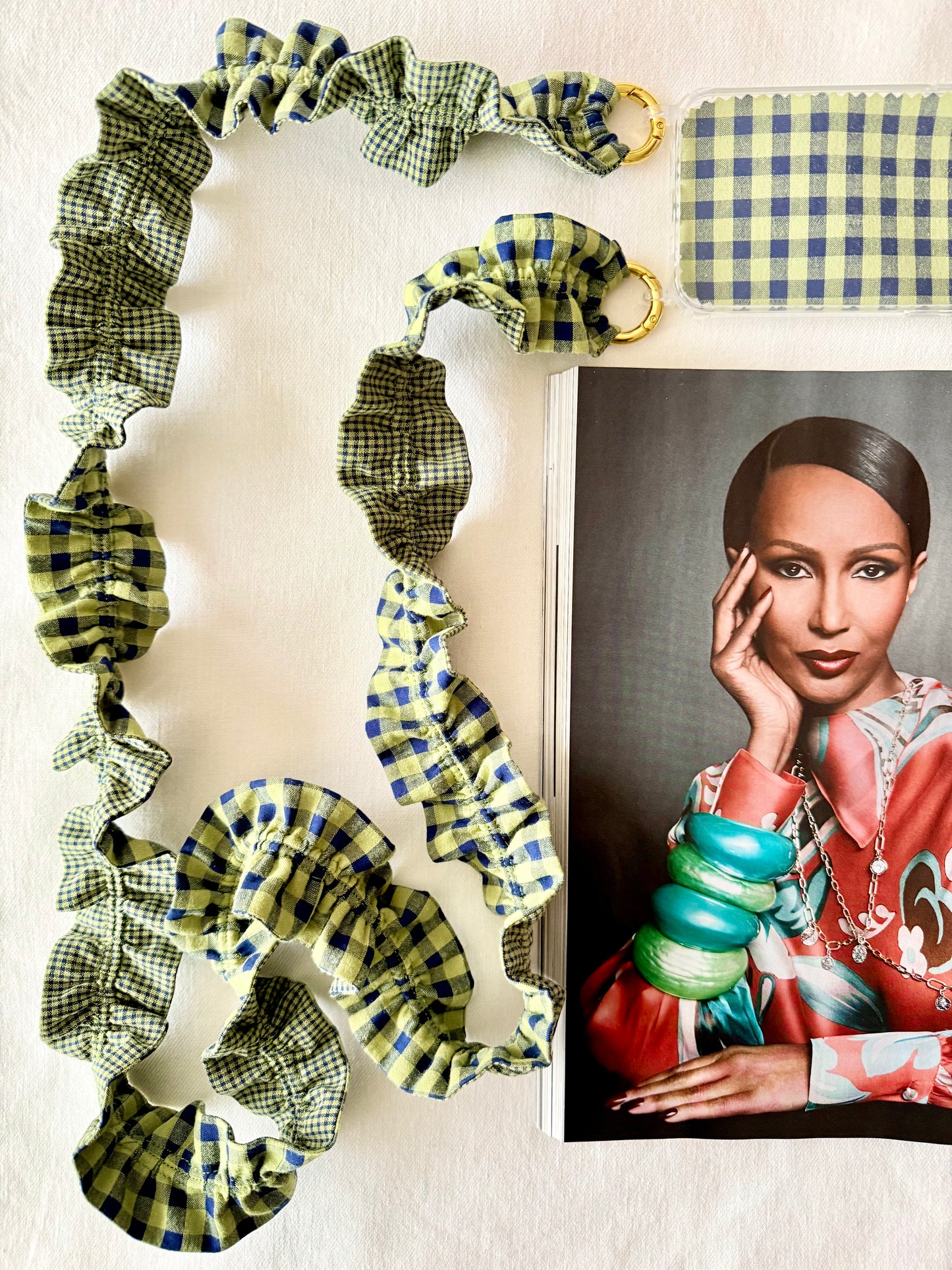 Conjunto Cuelga Movil Vichy Verde y Azul Marino