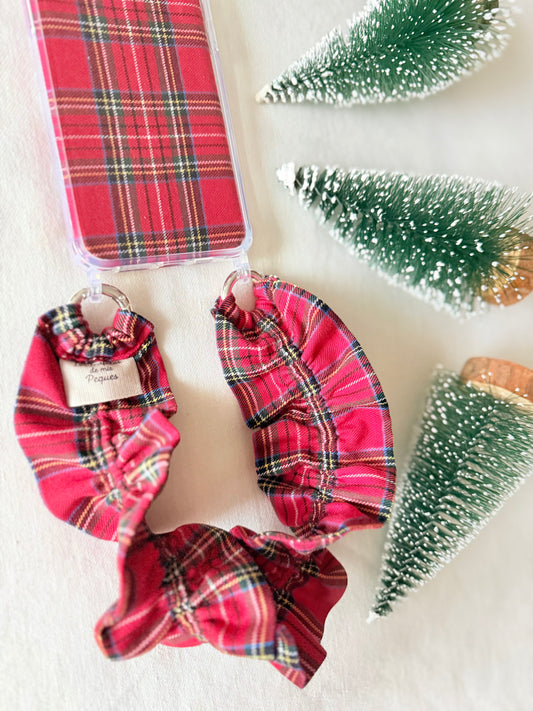 Conjunto Cuelga Movil Rizado Corto Tartan Rojo