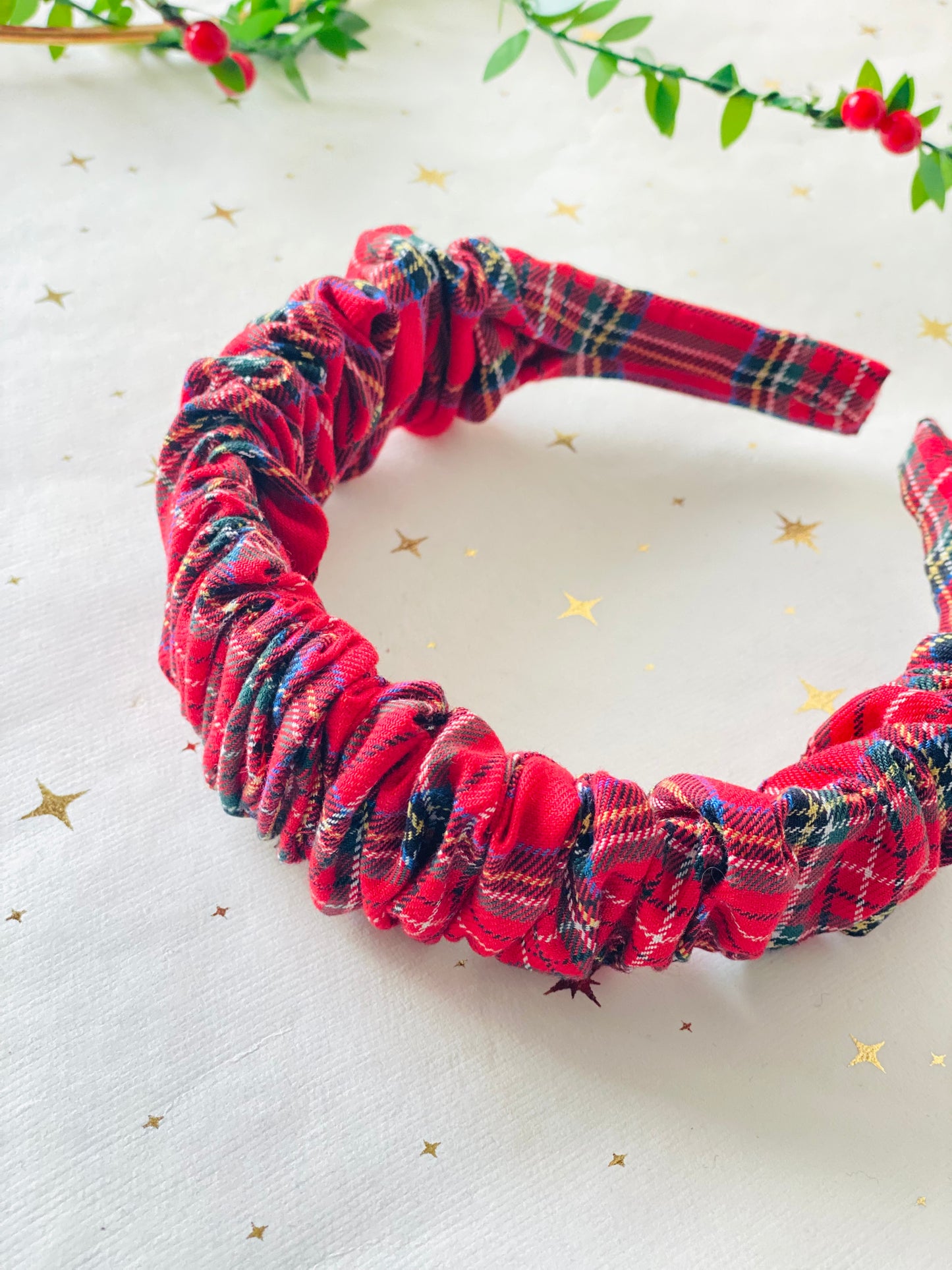 Diadema Scrunchie Tartán Rojo