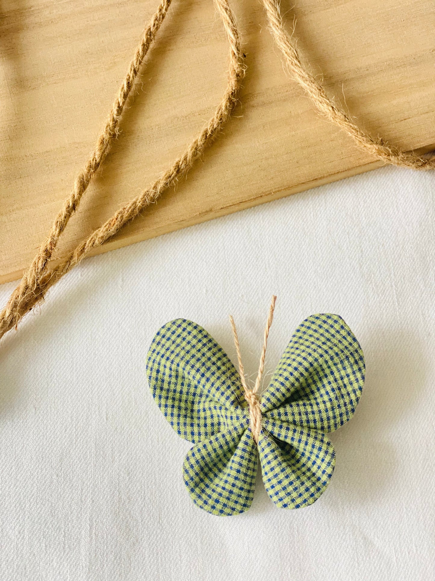 Mariposa Vichy Verde Y Azul Marino