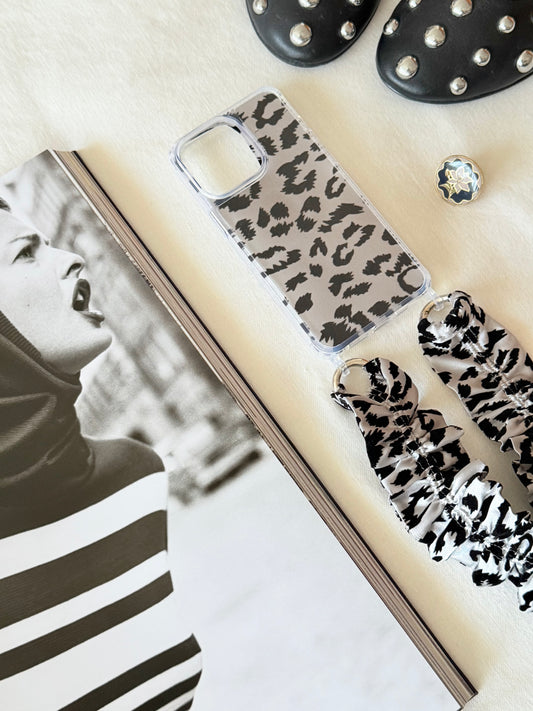 Conjunto Cuelga Movil Rizado Corto Leopardo Gris