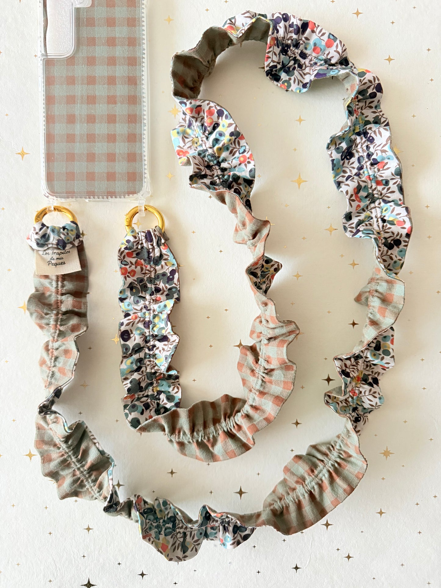 Conjunto Cuelga Movil Liberty Oliva y Vichy