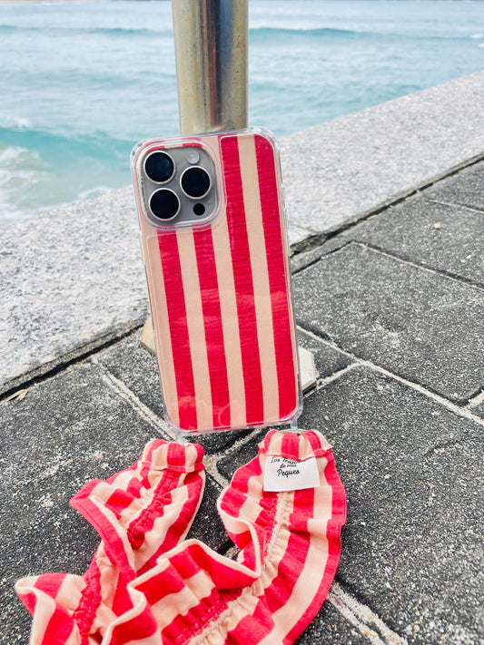 Short Curly Mobile Hanging Set Red and Coral Stripes