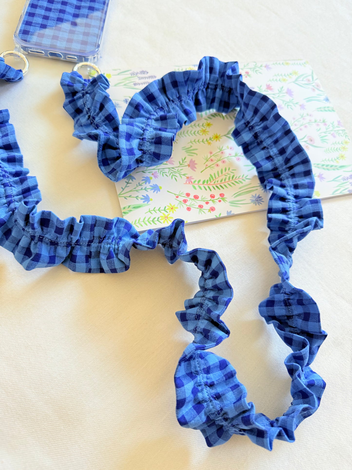 Conjunto Cuelga Movil Rizado Vichy Flúor Azul Seersucker