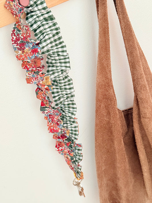 Cuelga Llaves / Landyards Rizado Liberty Bloom y Vichy verde