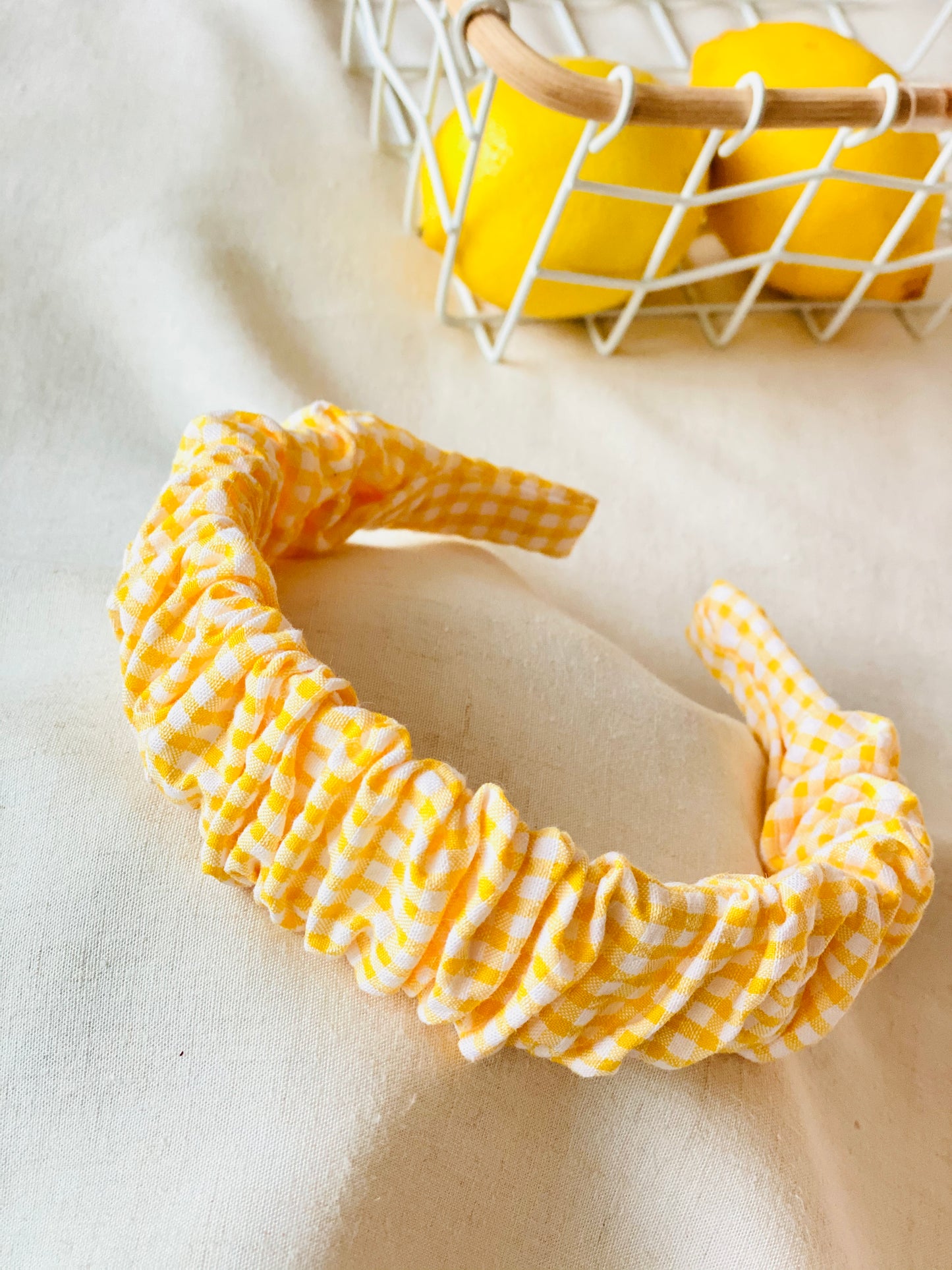 Diadema Scrunchie Vichy Amarillo