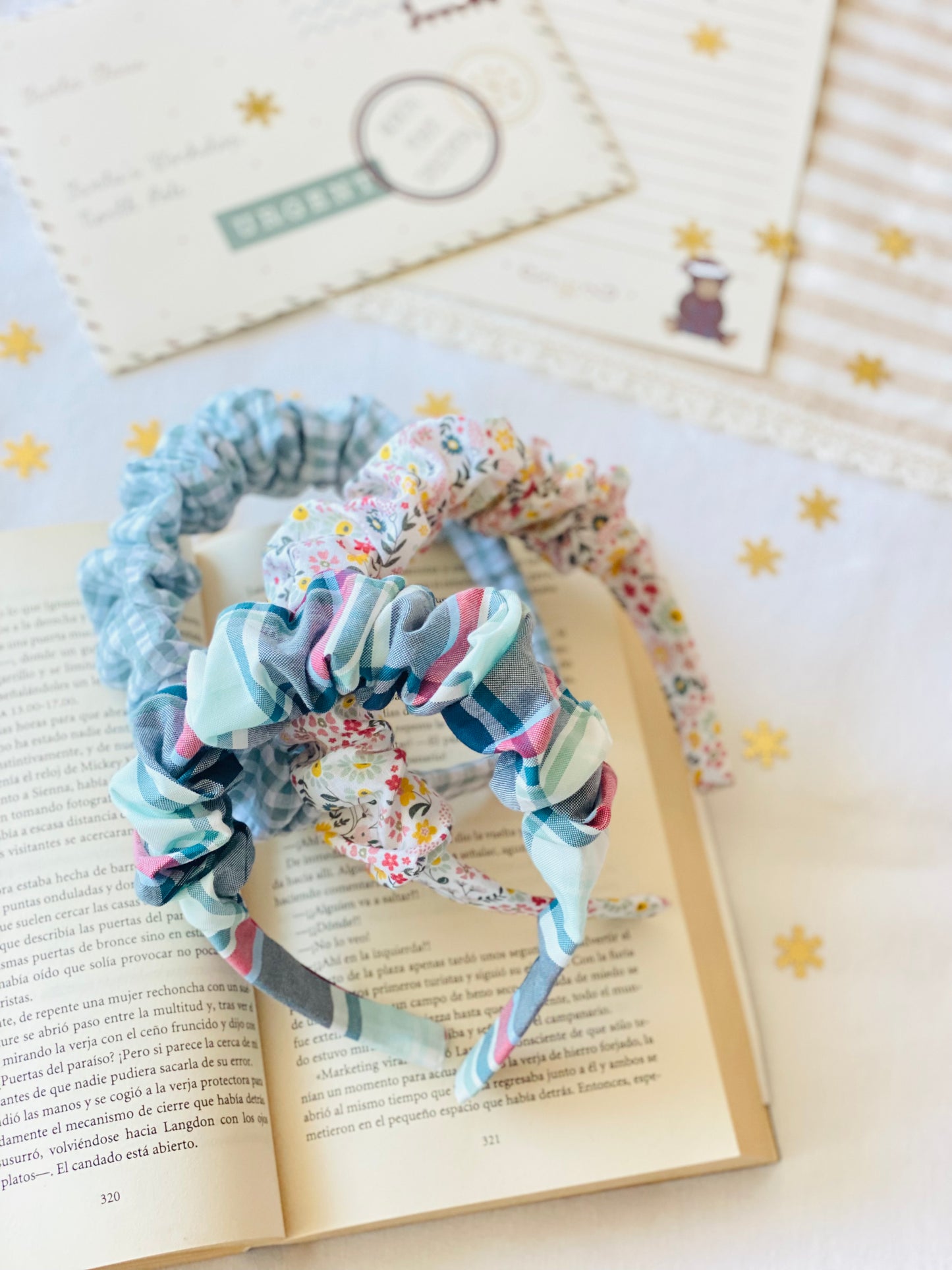 Diadema Scrunchie Tartán Verde Lago