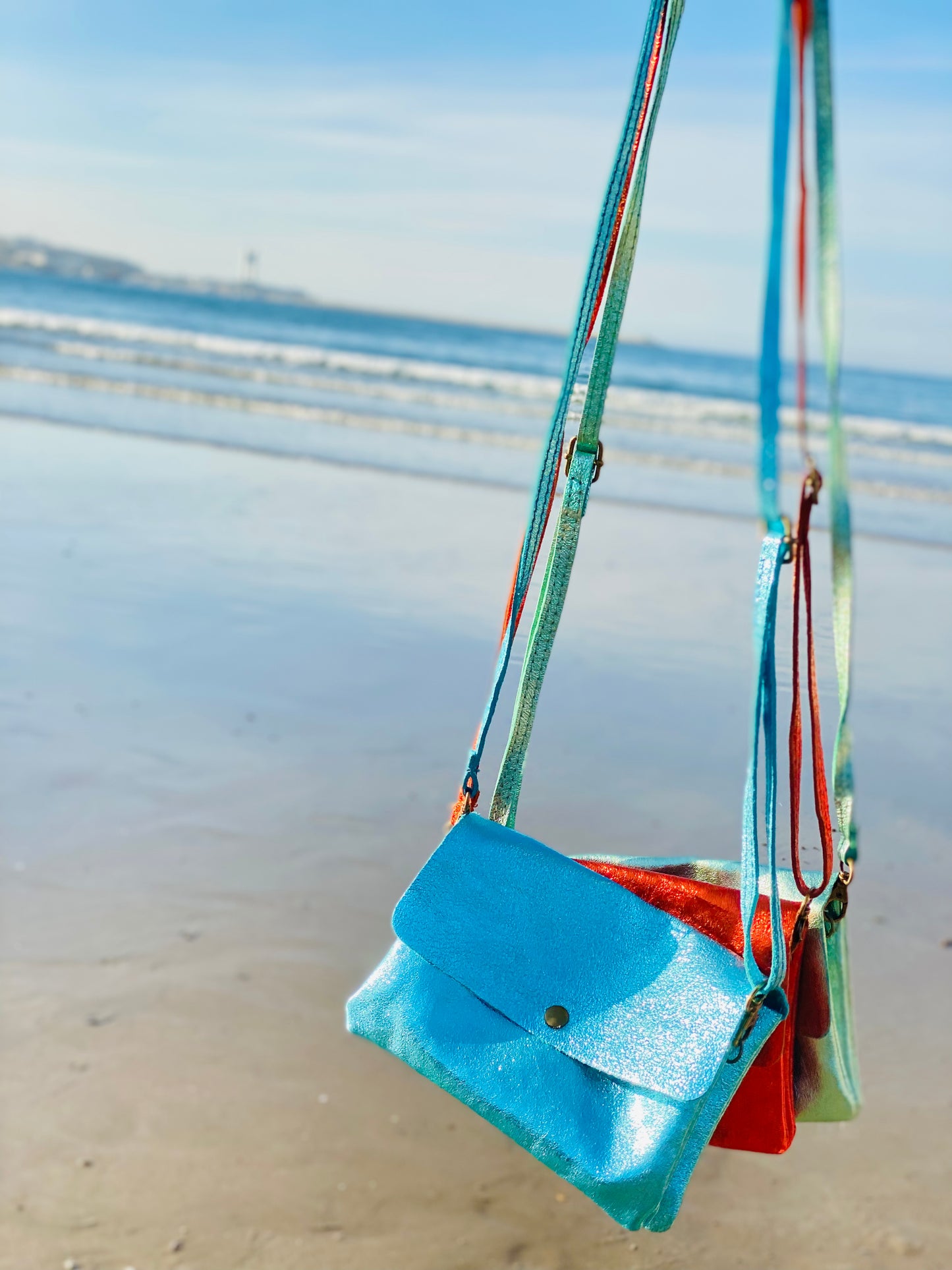 Bolso Bandolera Metalizado Azul