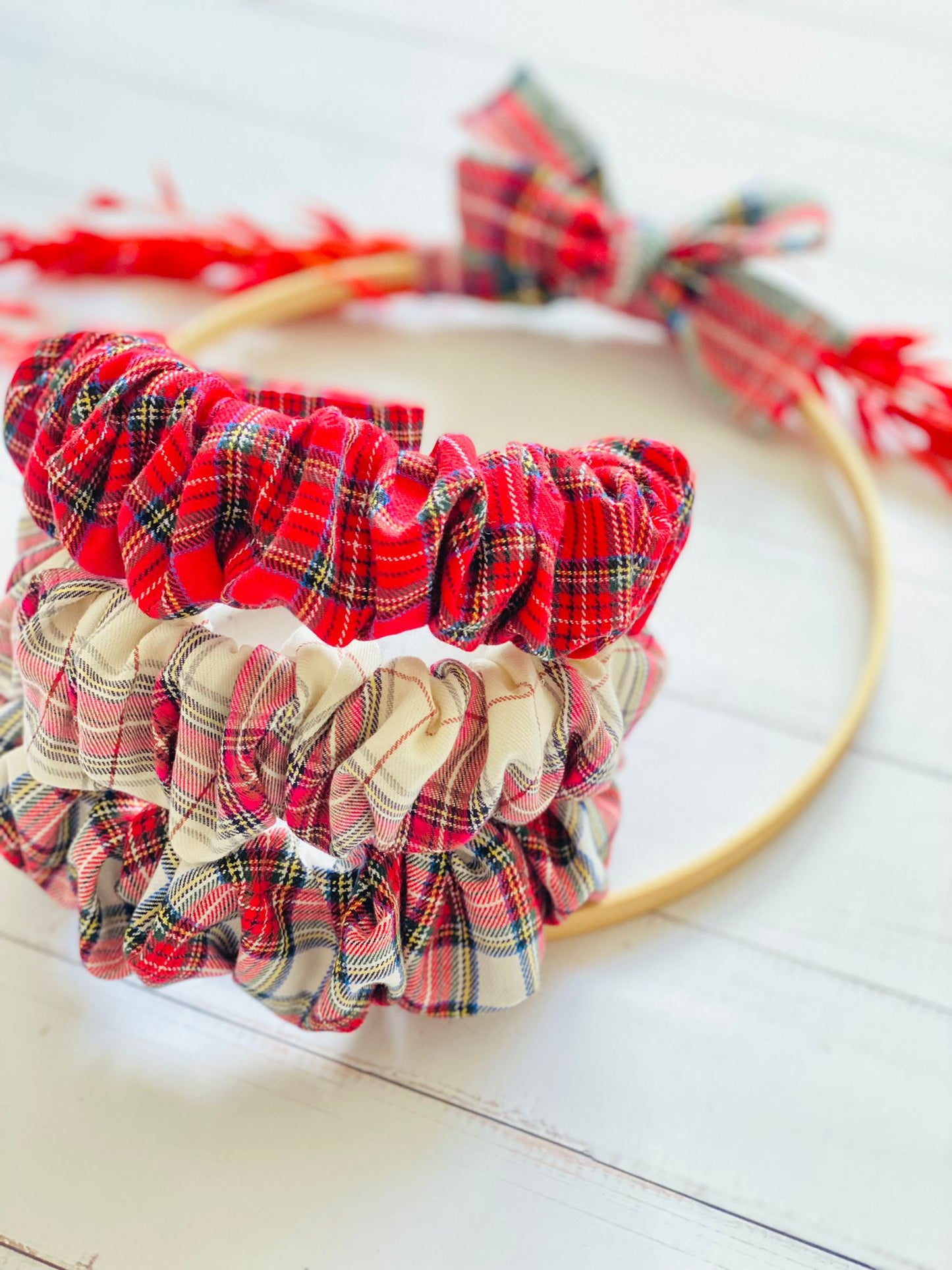 Diadema Scrunchie Tartán Rojo