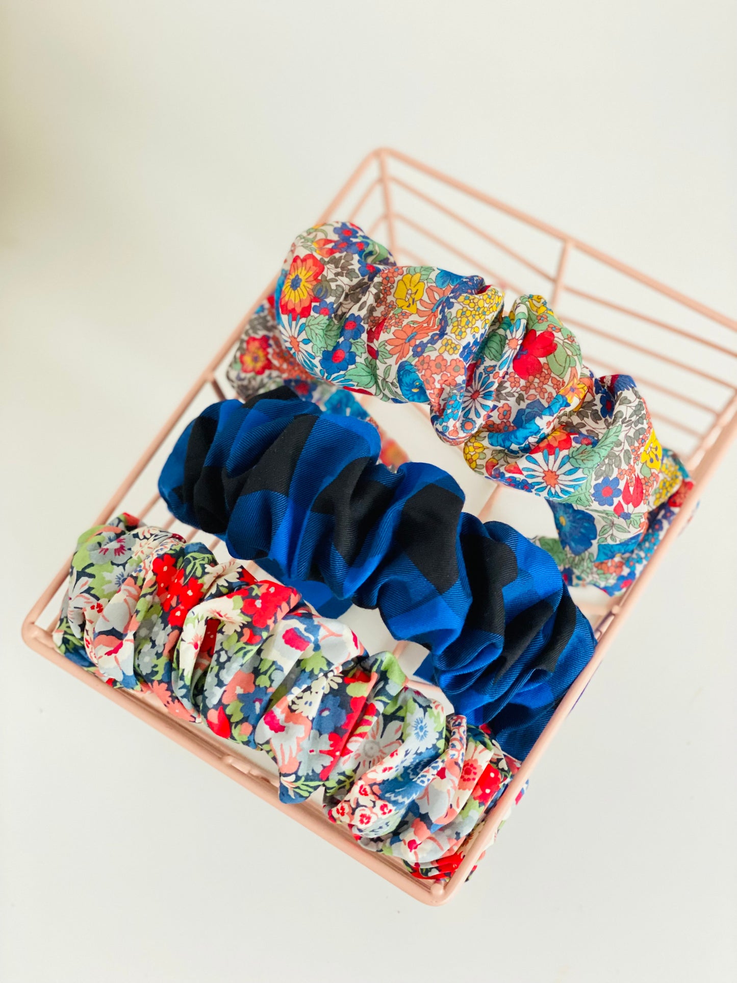 Diadema Scrunchie Vichy Negro y Azul